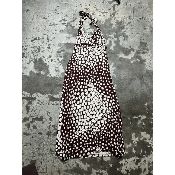 DVF Jocelyn Printed Geometric Brown Maxi Dress (Size 6) - Picture 1 of 8